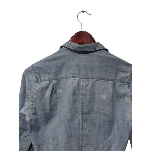 Frank & Eileen Barry Woven Cotton Button-Up Chambray Shirt Light Blue Sz XXS - Picture 11 of 16